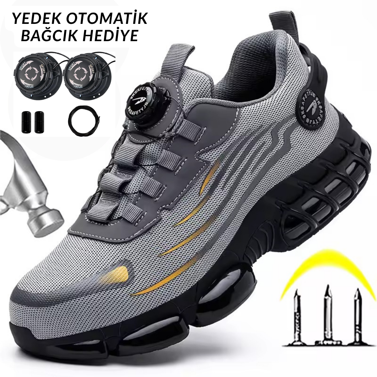 Otomatik Bağcıklı Kompozit Burunlu İş Ayakkabısı