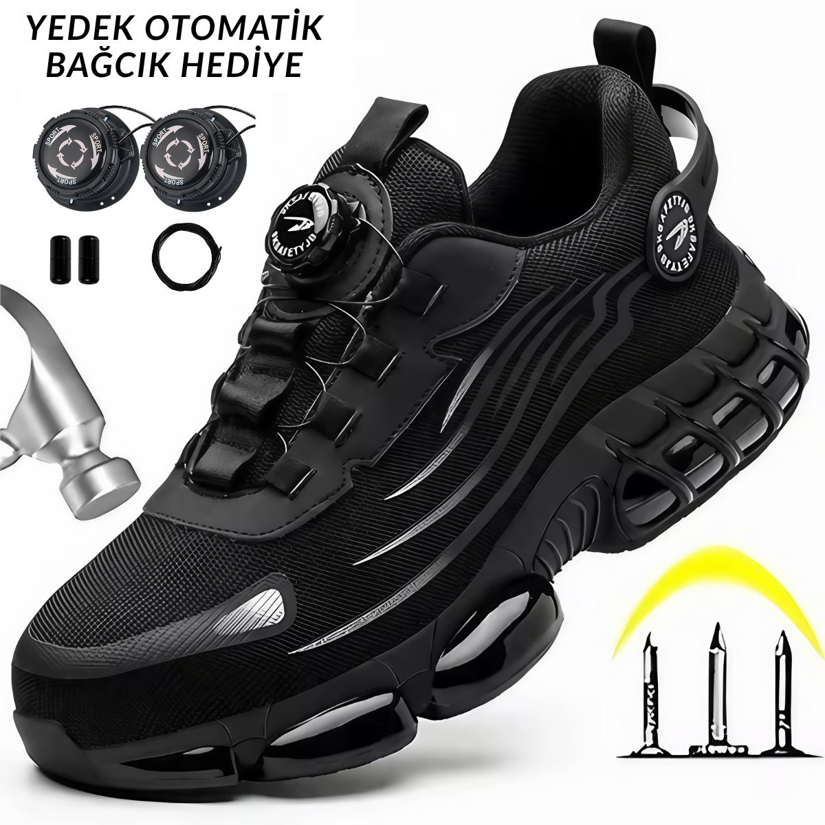 Otomatik Bağcıklı Kompozit Burunlu İş Ayakkabısı